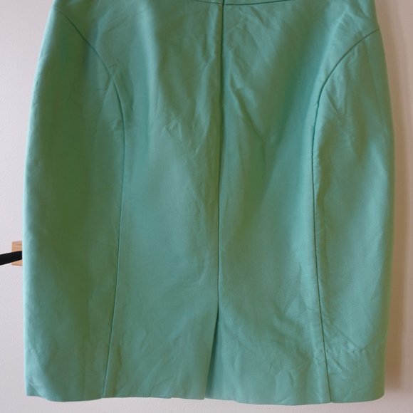 J.Crew Factory Cotton Double Serge Bright Mint Pencil skirt 0 - Picture 9 of 13